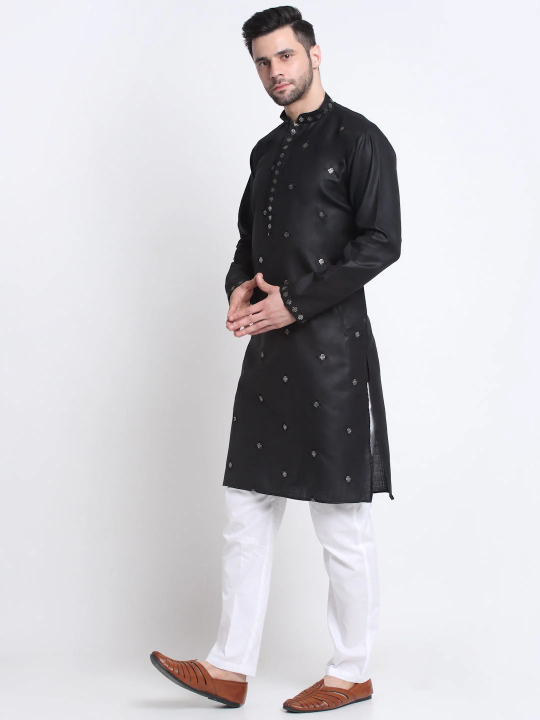 Men's Cotton Sequence Embroided Kurta and Trouser Set - Image 107