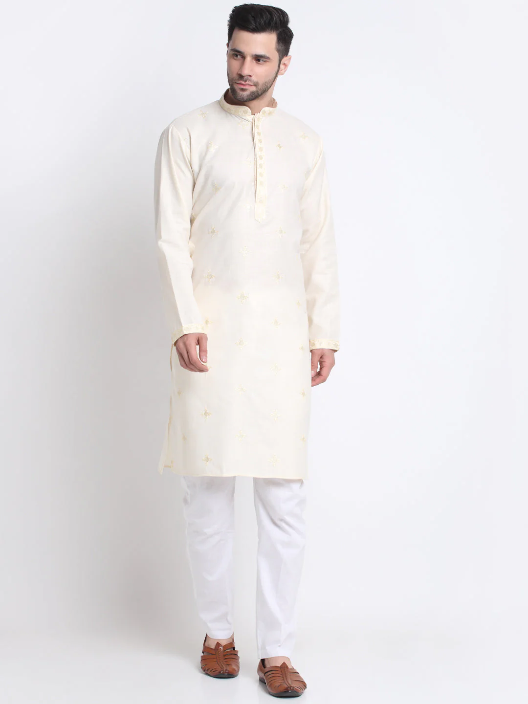 Men's Cotton Sequence Embroided Kurta and Trouser Set - Image 15