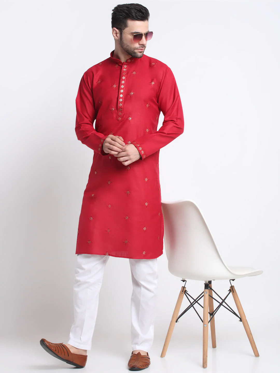 Men's Cotton Sequence Embroided Kurta and Trouser Set - Image 26
