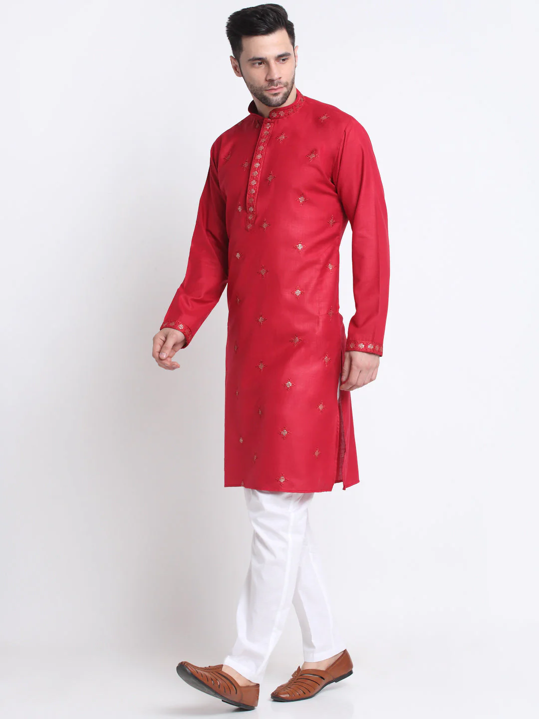 Men's Cotton Sequence Embroided Kurta and Trouser Set - Image 75