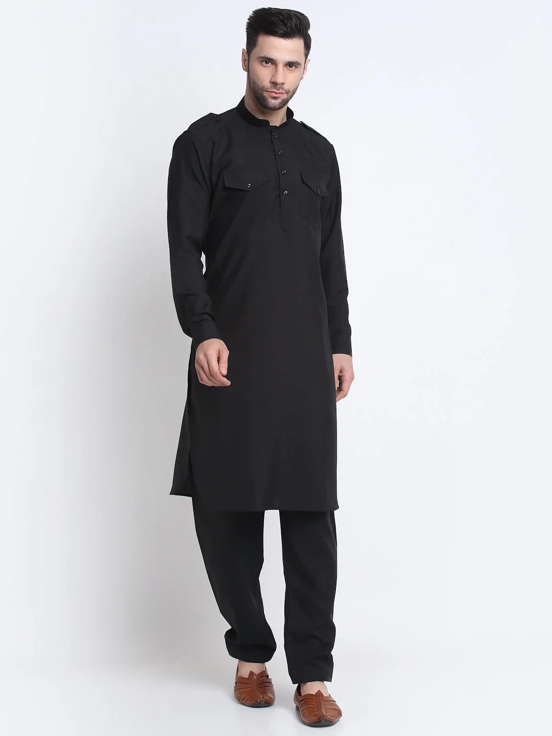 Men's Cotton Solid Pathani and Salwar Set - Image 10