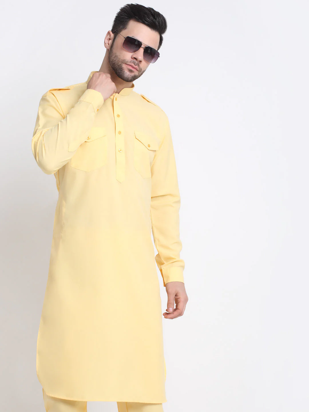 Men's Cotton Solid Pathani and Salwar Set - Image 34