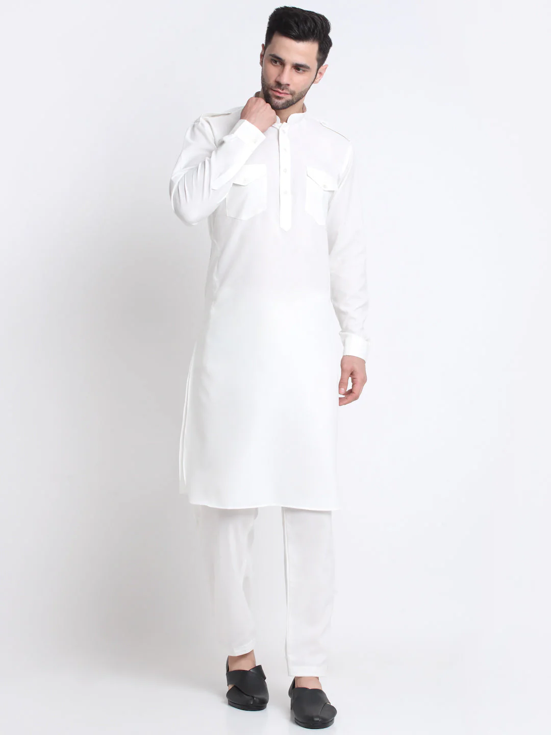 Men's Cotton Solid Pathani and Salwar Set - Image 96