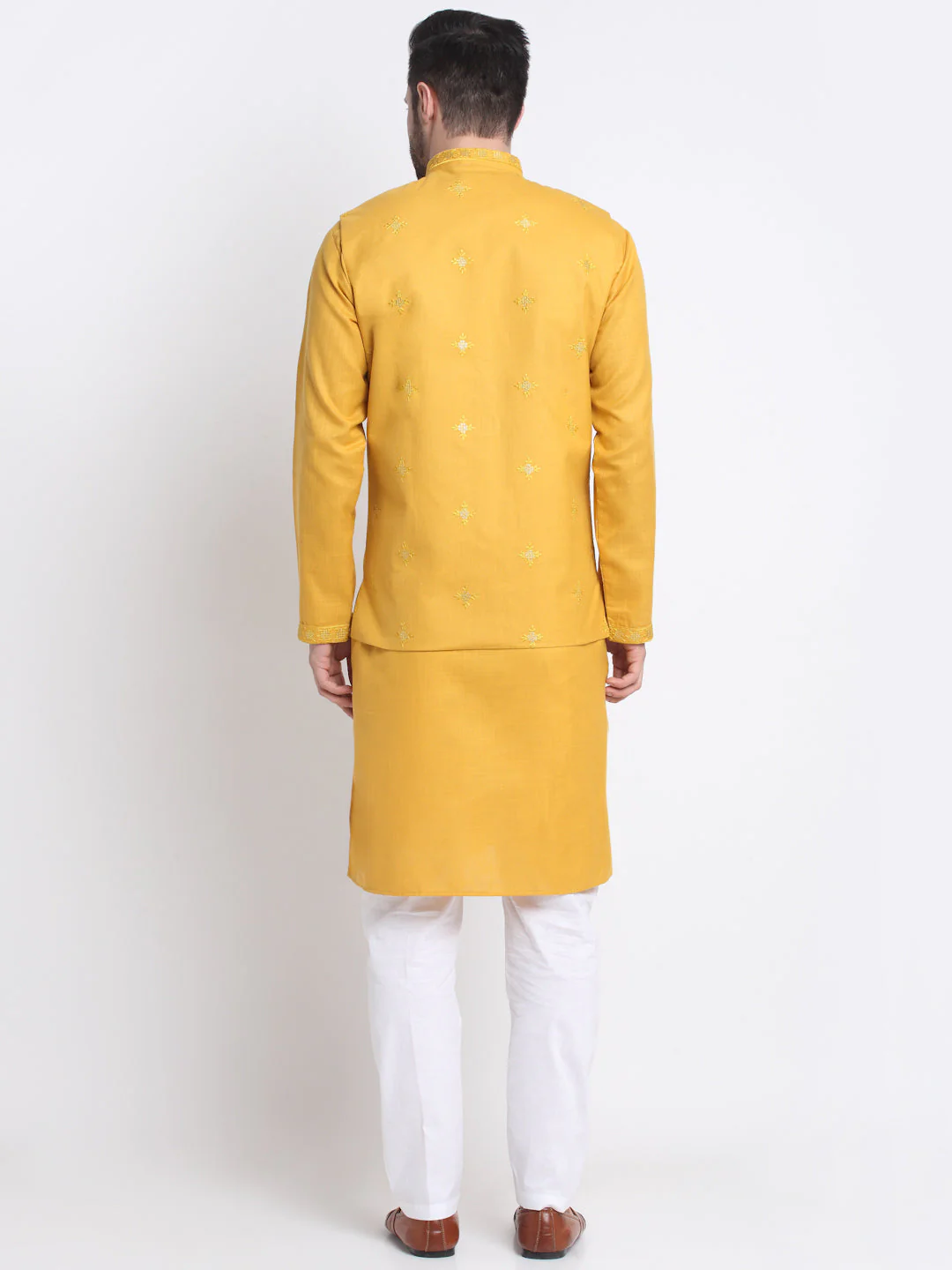 Men's Embroidered Sequined Cotton Kurta Trouser with Nehru Jacket - Image 38