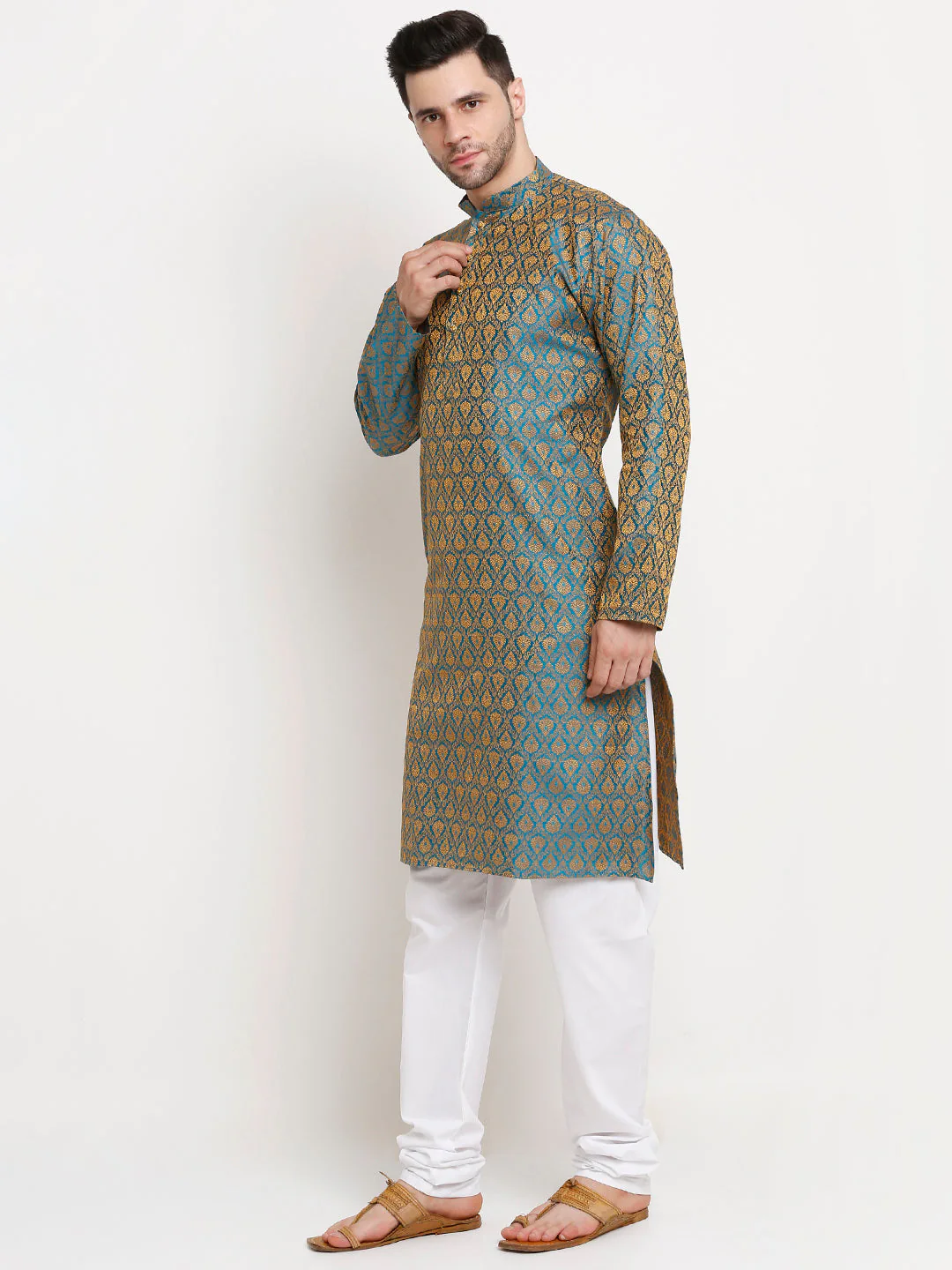 Men's Jacquard Woven Design Kurta - Image 21