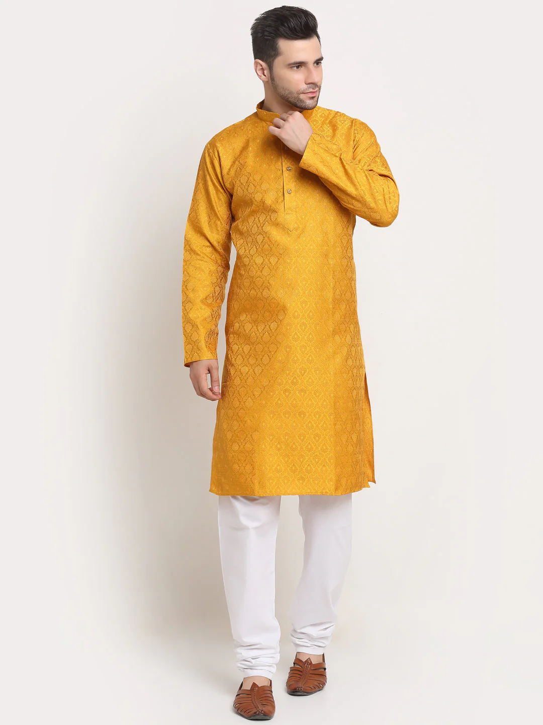 Men's Jacquard Woven Design Kurta - Image 41