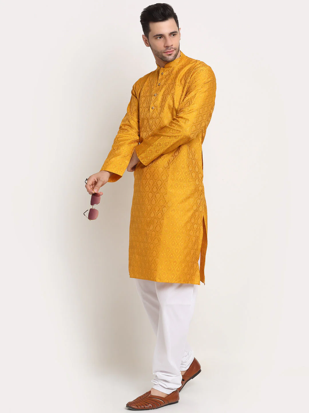 Men's Jacquard Woven Design Kurta - Image 6