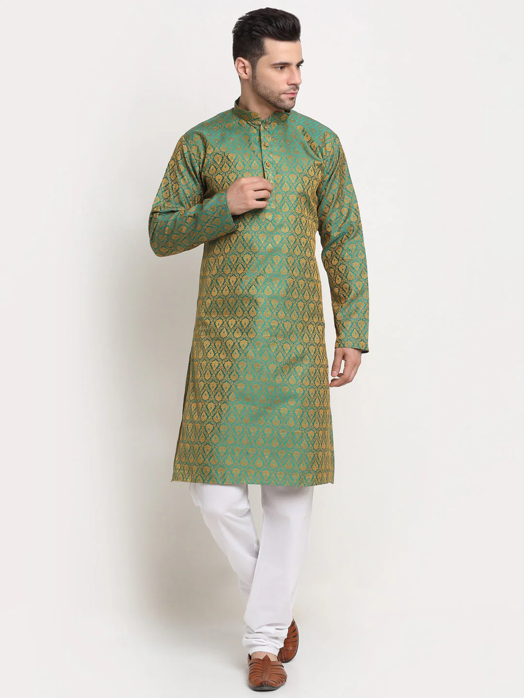 Men's Jacquard Woven Design Kurta - Image 7
