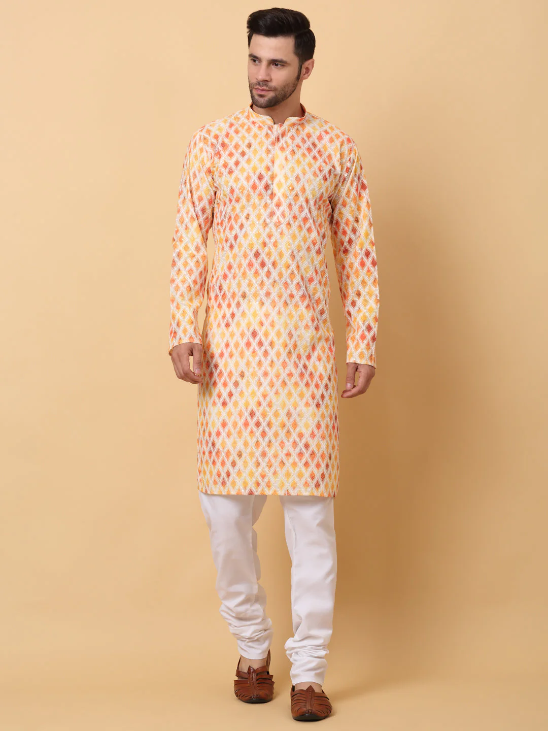 Men's Printed Embroided Chikan Kurta - Image 8