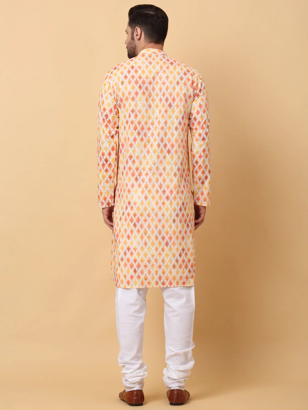 Men's Printed Embroided Chikan Kurta - Image 9