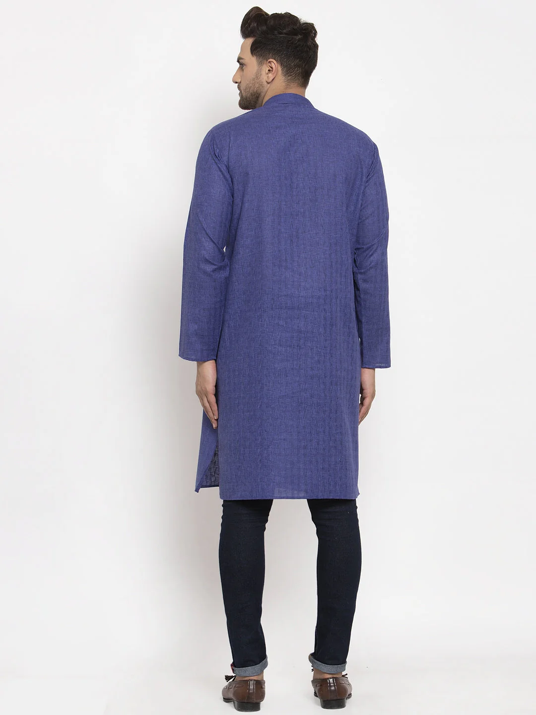 Men's Self Check Woven Design Kurta - Image 17
