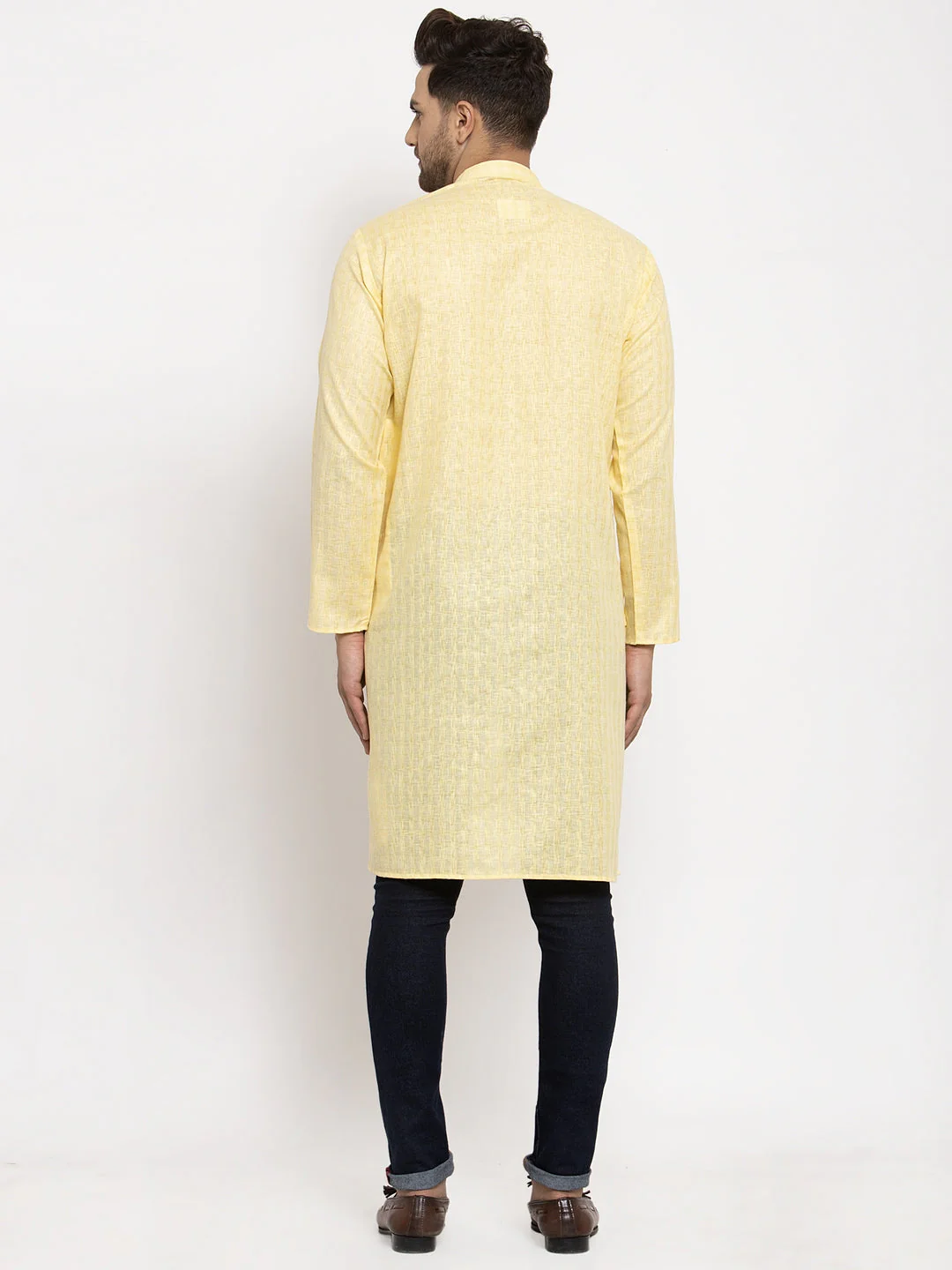 Men's Self Check Woven Design Kurta - Image 19