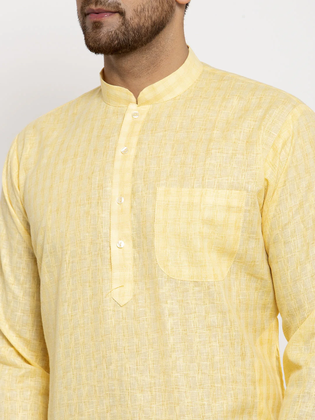 Men's Self Check Woven Design Kurta - Image 20