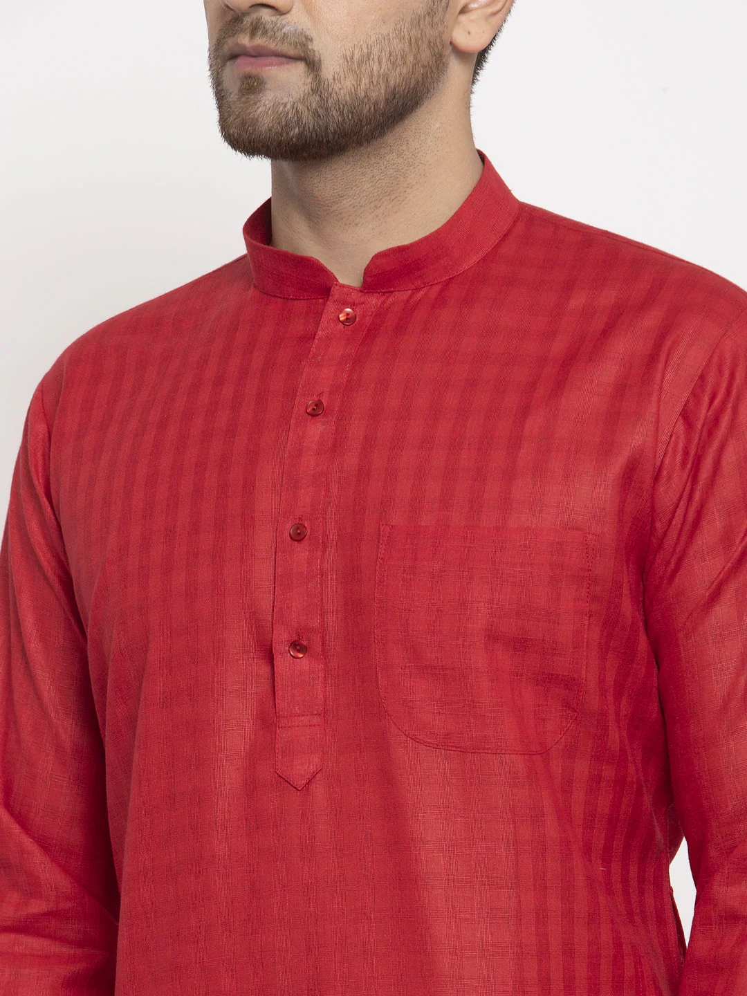 Men's Self Check Woven Design Kurta - Image 25