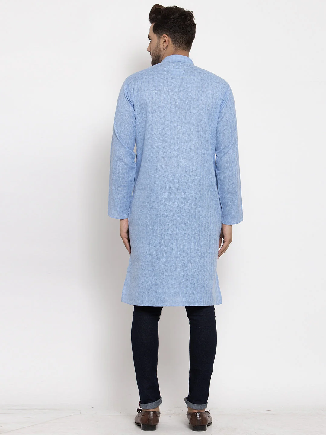Men's Self Check Woven Design Kurta - Image 29