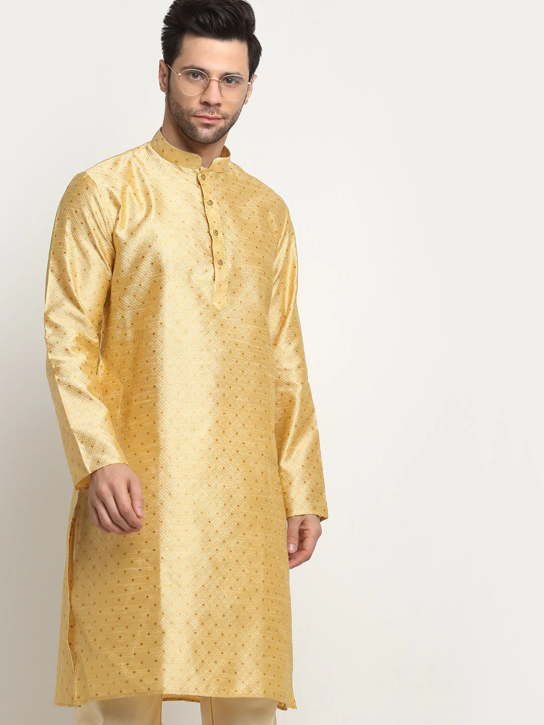 Men's Silk Blend Polka Dotted Kurta Only - Image 17