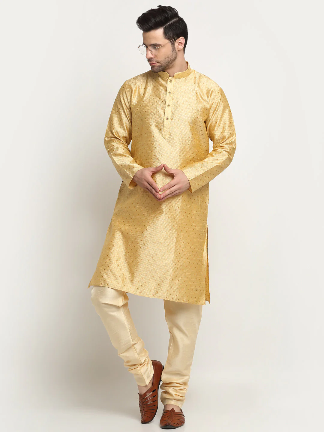Men's Silk Blend Polka Dotted Kurta Only - Image 18