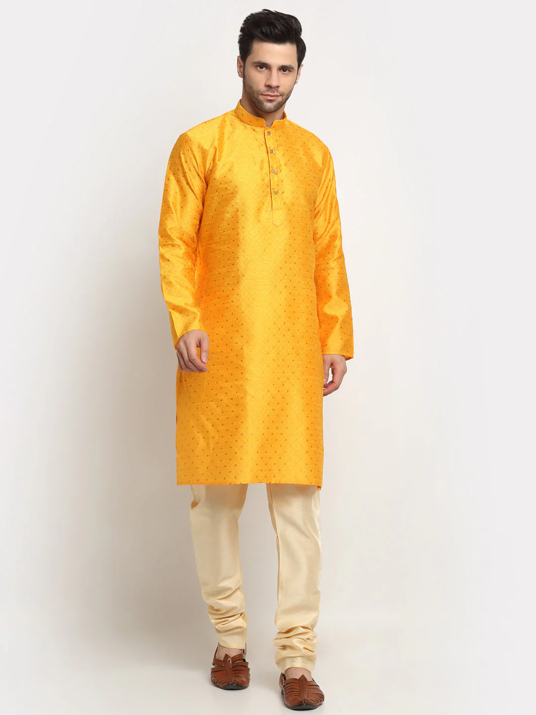 Men's Silk Blend Polka Dotted Kurta Only - Image 19