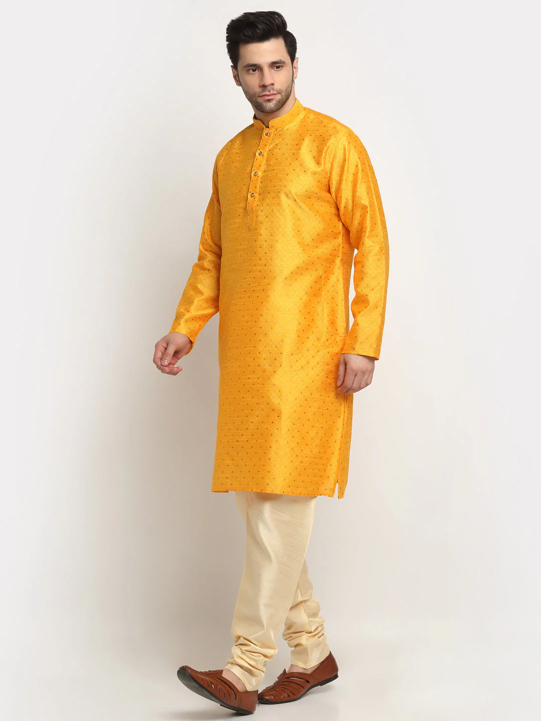Men's Silk Blend Polka Dotted Kurta Only - Image 21