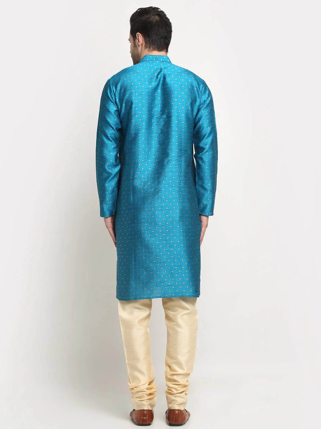 Men's Silk Blend Polka Dotted Kurta Only - Image 8