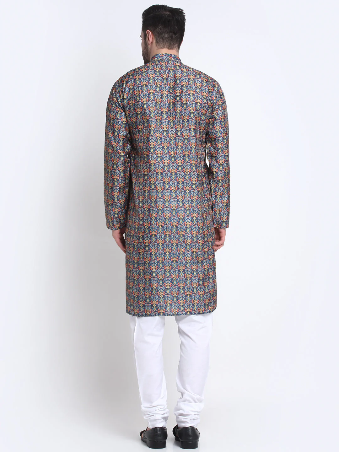 Men's Silk Blend Printed Sequence Kurta and Churidar Set - Image 2