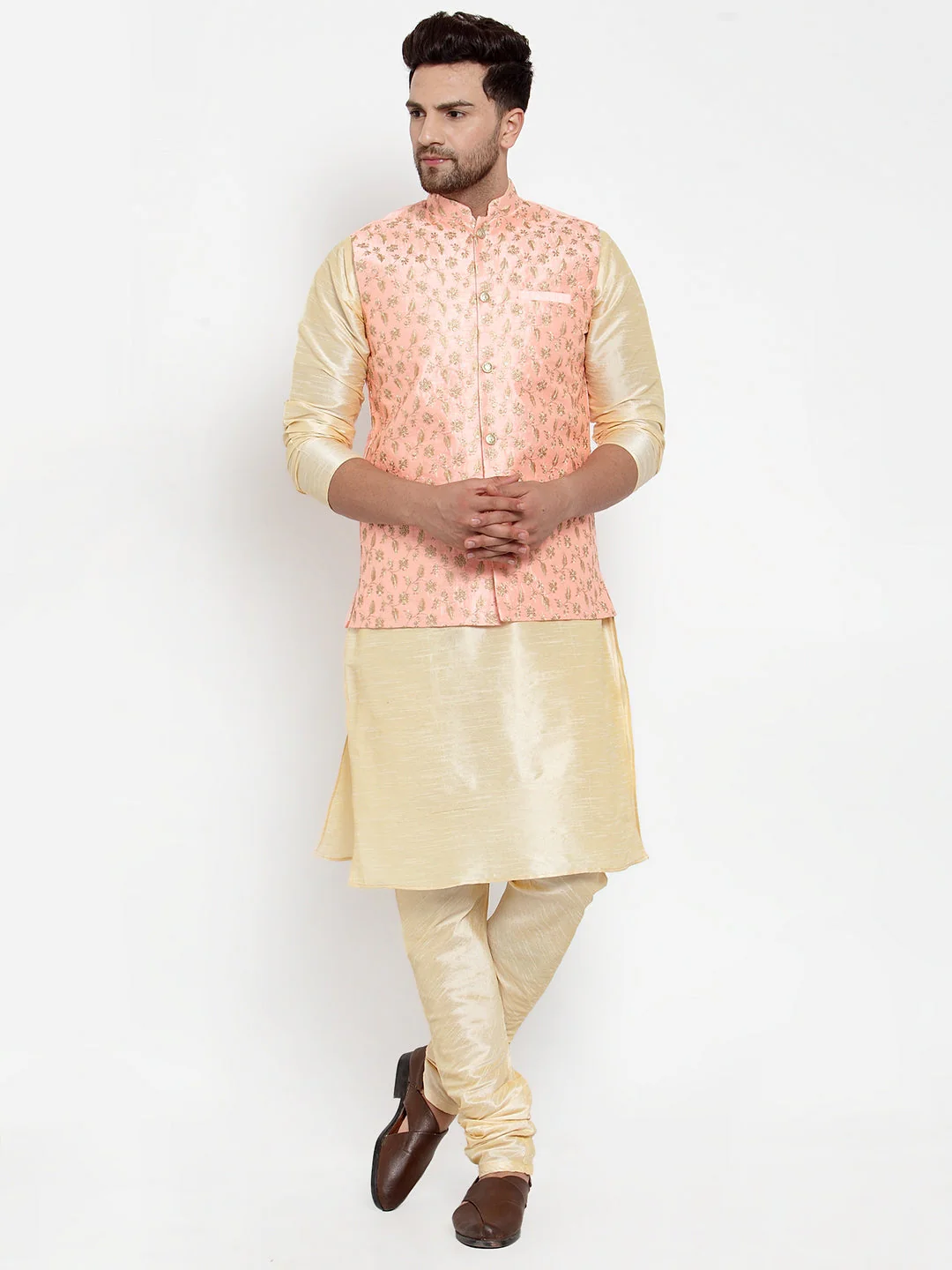 Men's Silk Embroidered Nehru Jacket - Image 15