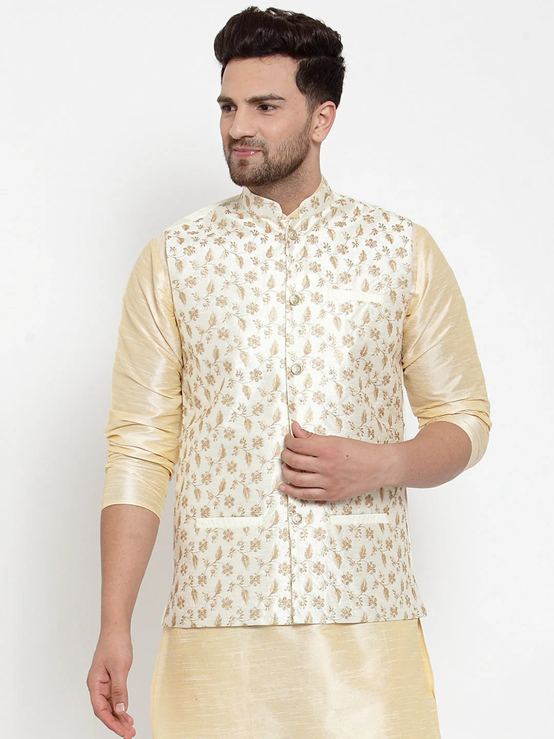 Men's Silk Embroidered Nehru Jacket - Image 172