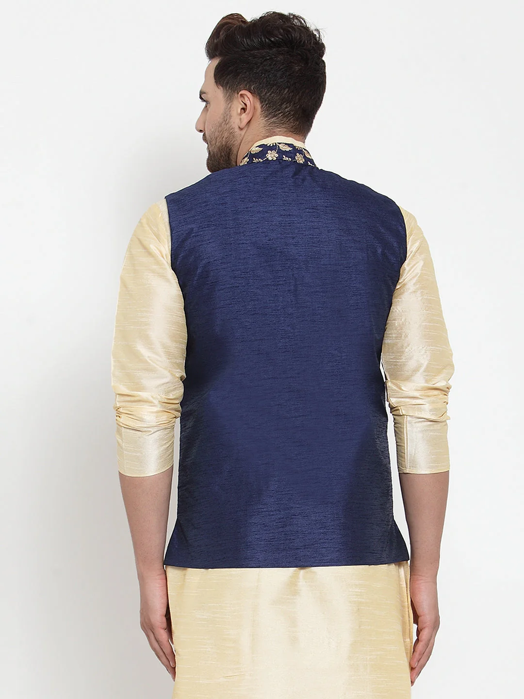 Men's Silk Embroidered Nehru Jacket - Image 7