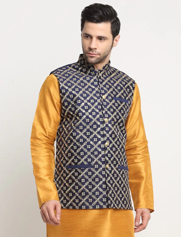 Men's Silk Embroidered Zari Nehru Jacket Only - Image 108