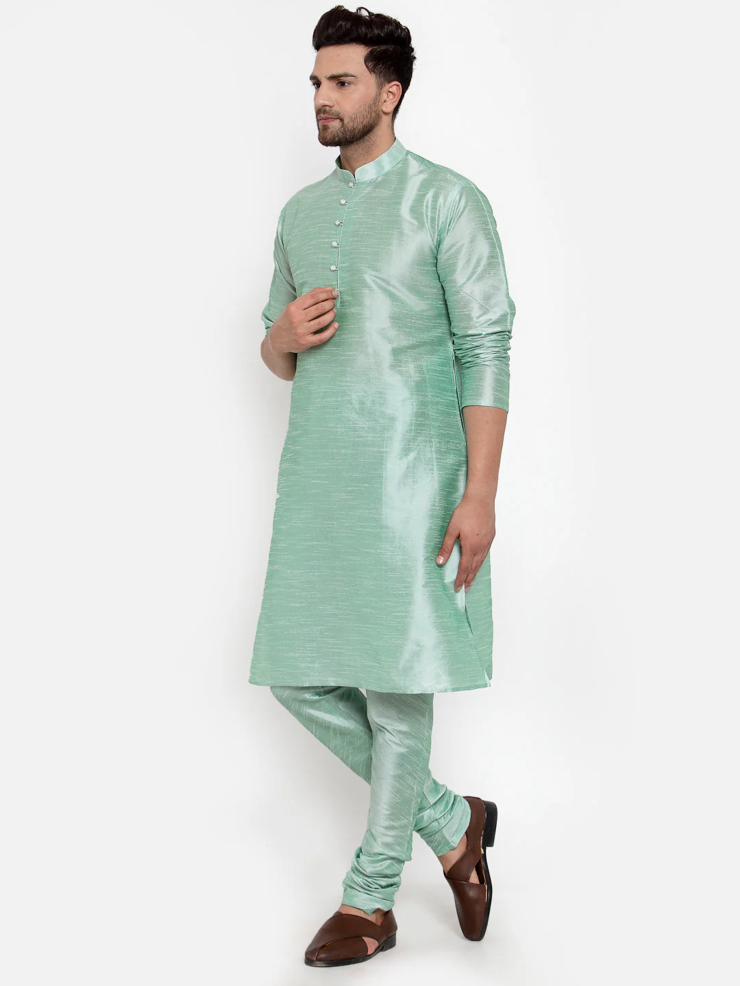 Men's Silk Kurta Churidar Set - Image 25