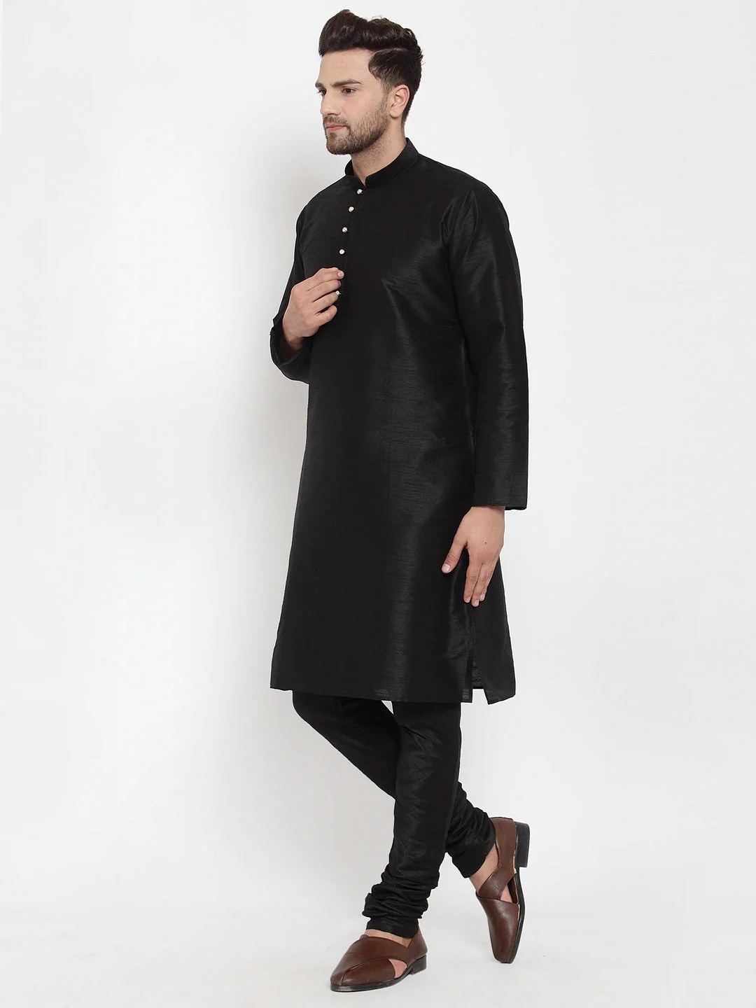 Men's Silk Kurta Churidar Set - Image 3