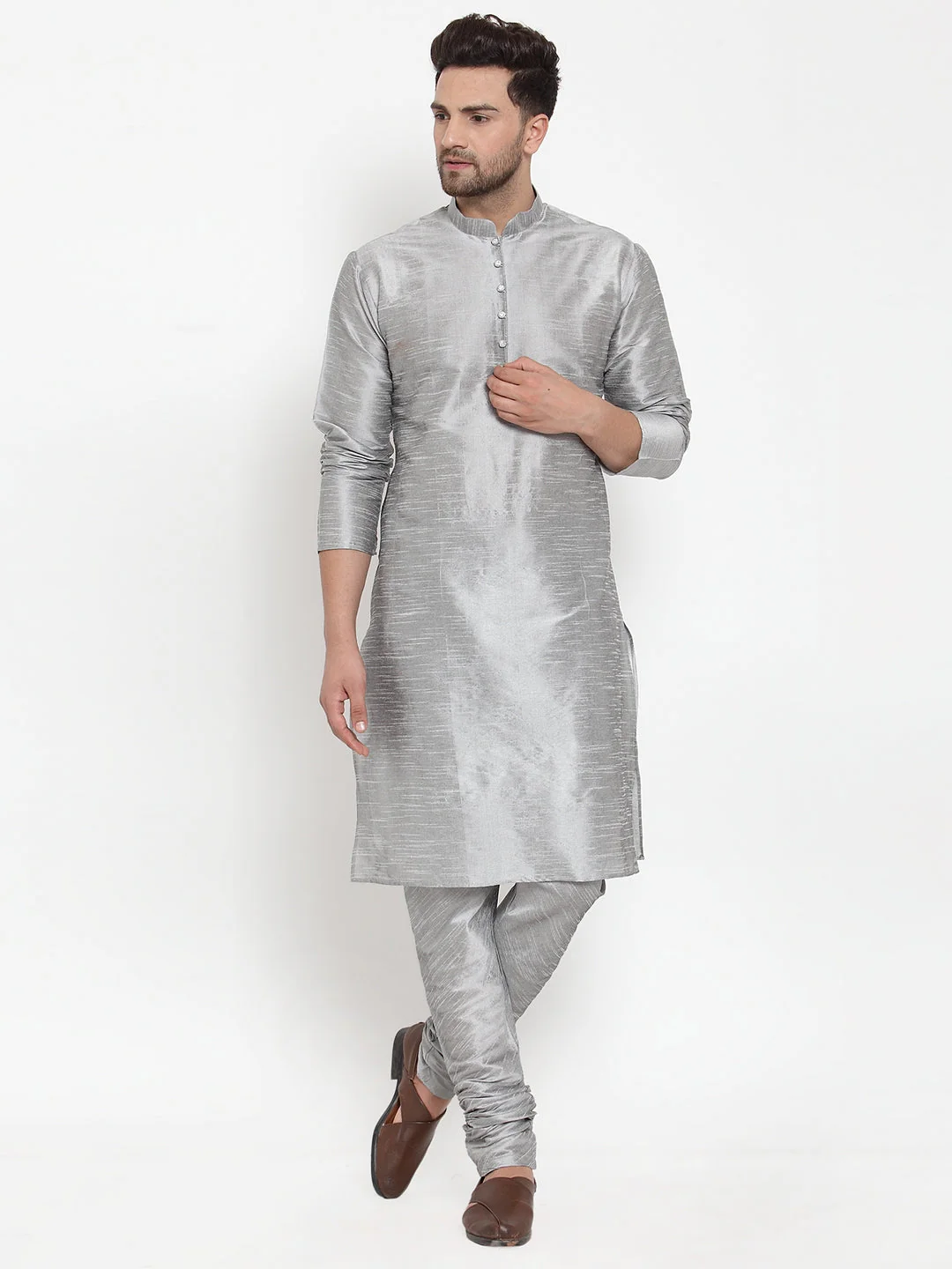 Men's Silk Kurta Churidar Set - Image 33
