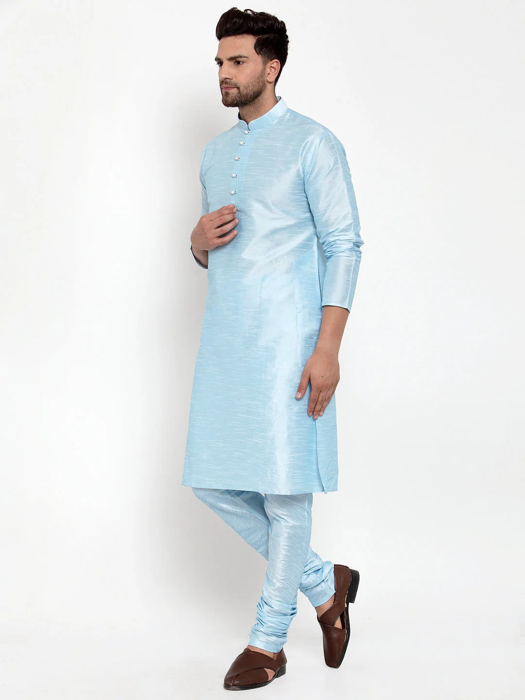 Men's Silk Kurta Churidar Set - Image 42