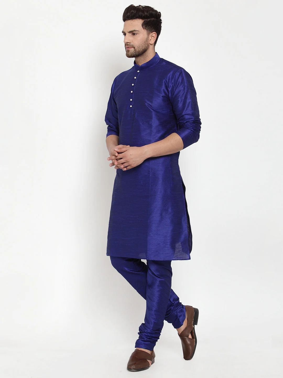 Men's Silk Kurta Churidar Set - Image 46