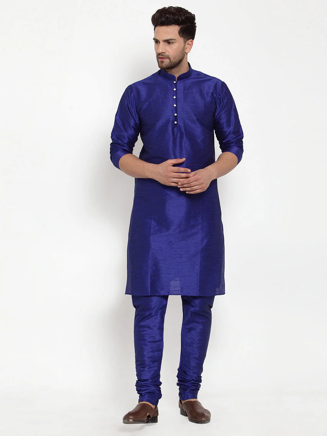 Men's Silk Kurta Churidar Set - Image 48