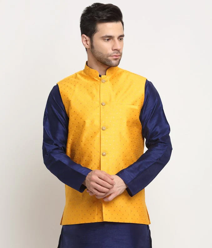 Men's Silk Polka Printed Nehru Jacket Only - Image 15