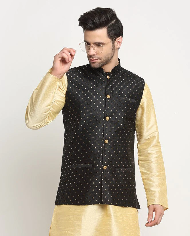 Men's Silk Polka Printed Nehru Jacket Only - Image 27