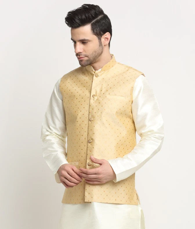 Men's Silk Polka Printed Nehru Jacket Only - Image 3