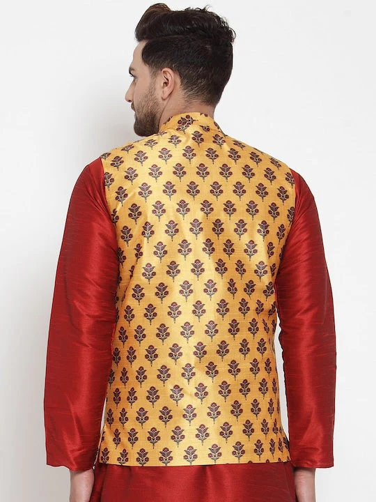 Men's Silk Printed Only Nehru Jacket - Image 22