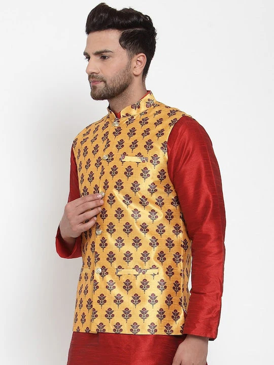 Men's Silk Printed Only Nehru Jacket - Image 23