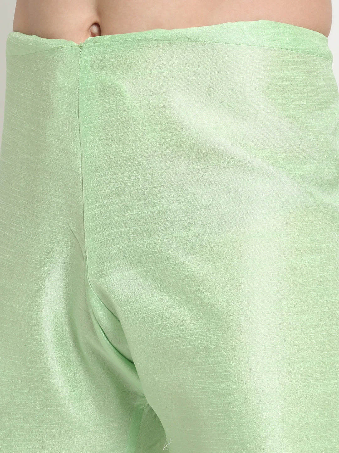 Men's Silk Sea Green Kurta Churidar With Embroidered Nehru Jacket Set - Image 9