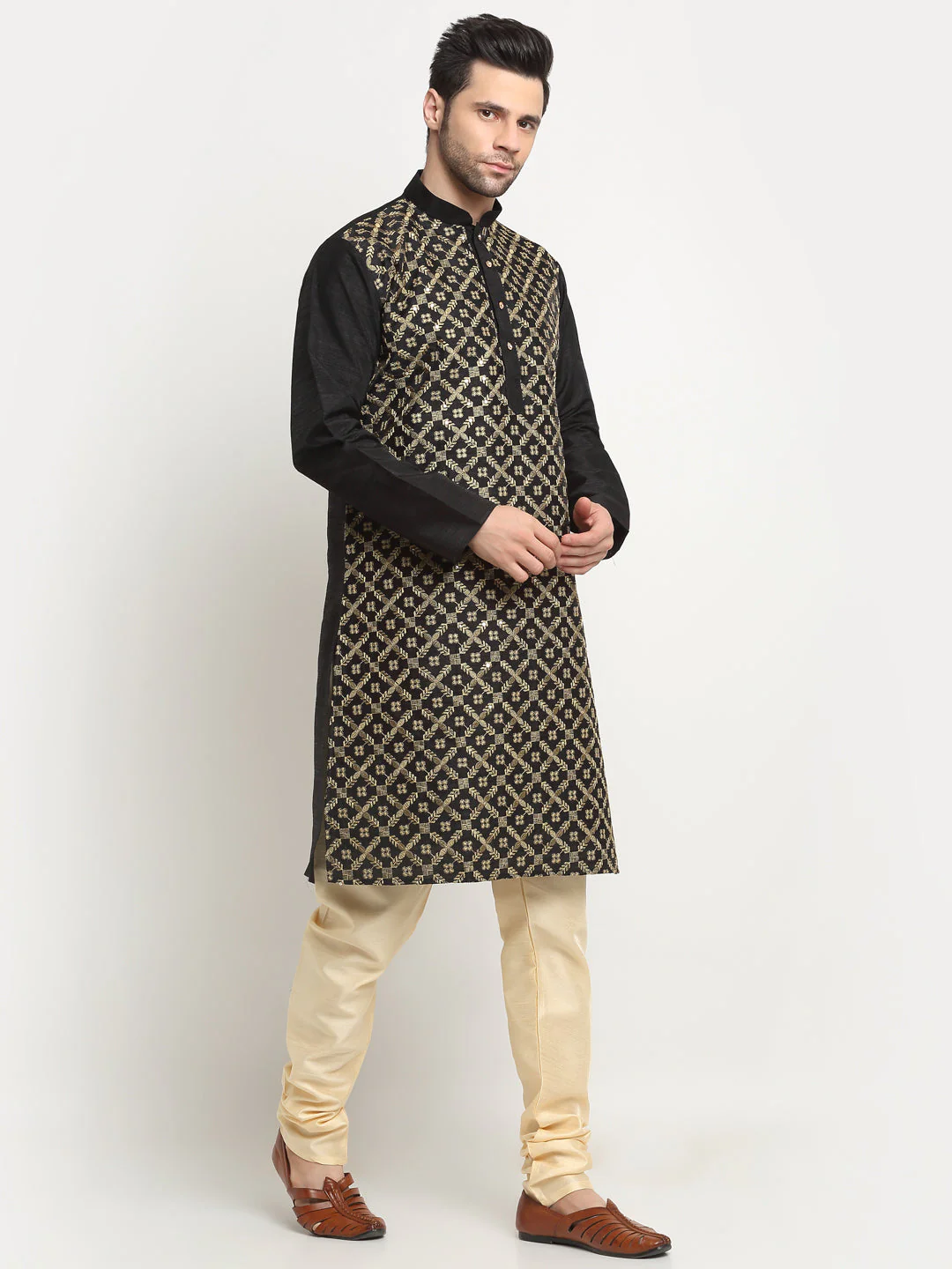 Men's Silk Zari Embroidered Kurta Only - Image 9