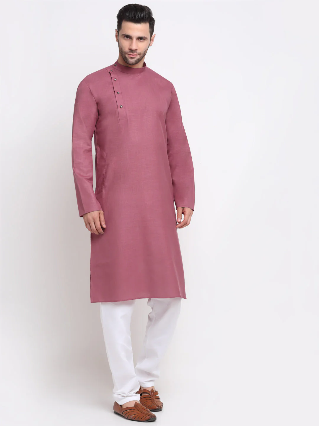 Men's Solid Cotton Straight Side Cut Kurta with Pyjama set - Image 12
