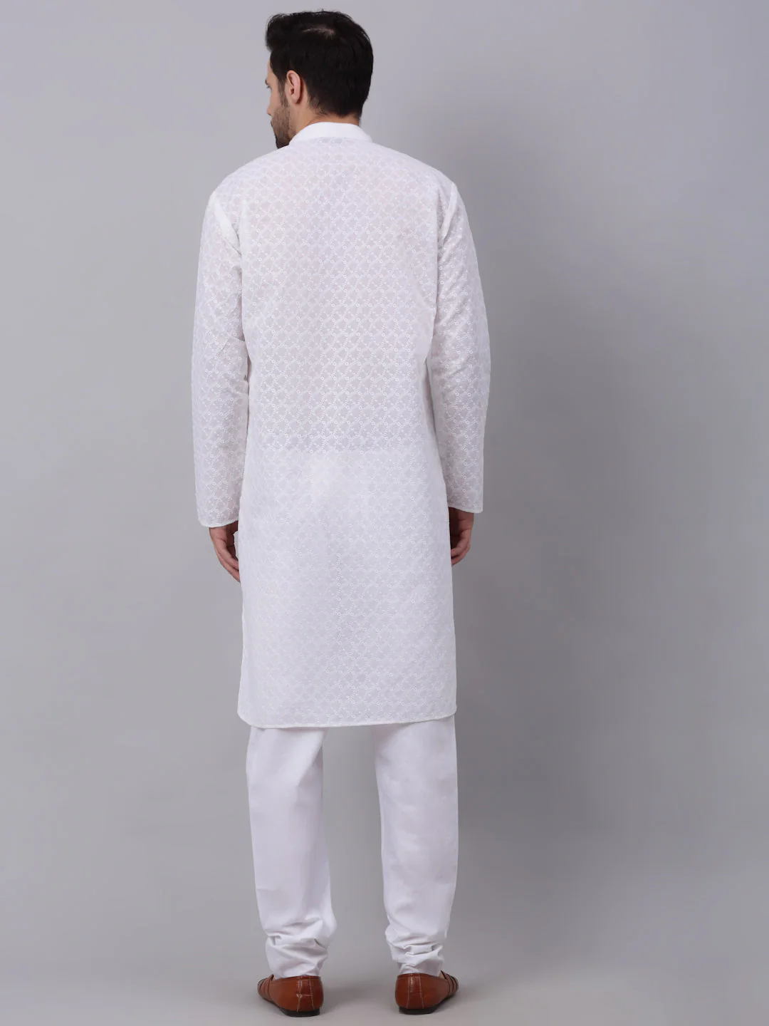 Men's Thread Work Chikankari Kurta Pyjama Set - Image 2