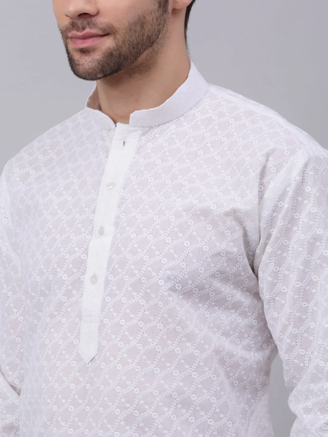 Men's Thread Work Chikankari Kurta Pyjama Set - Image 4