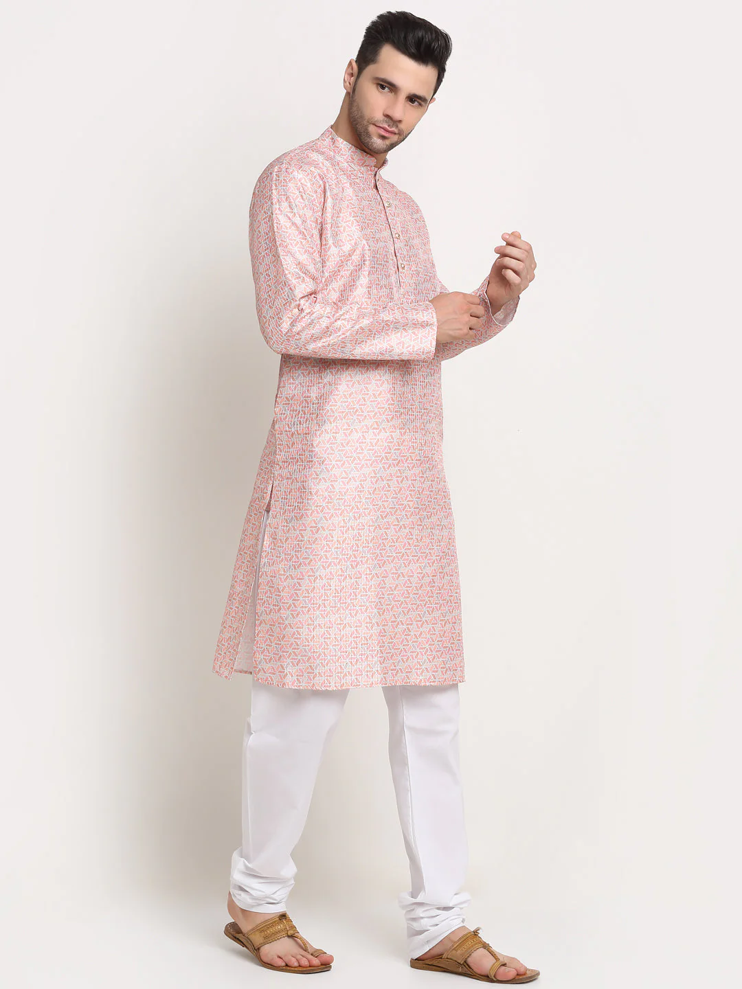 Men's Thread Work Silk Sequence Kurta - Image 3