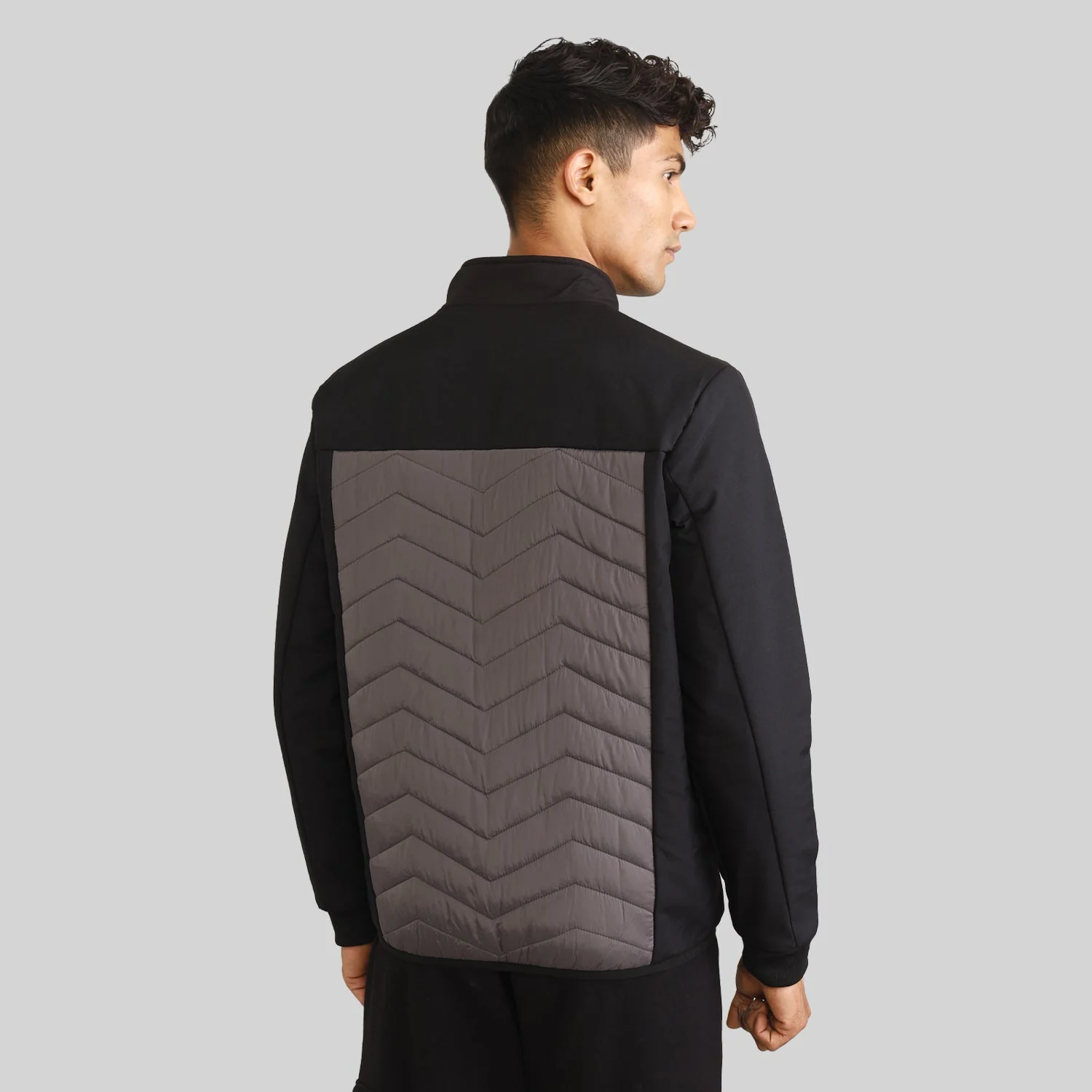 Mens Winter Bomber Jacket - Black/Grey without Cap - Image 5