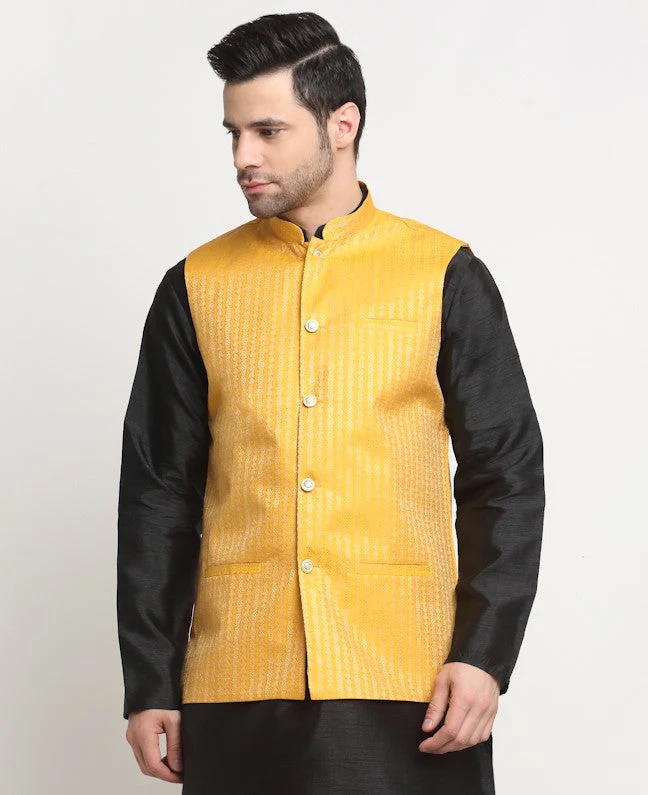 Men's Woven Design Nehru Jacket Only - Image 113