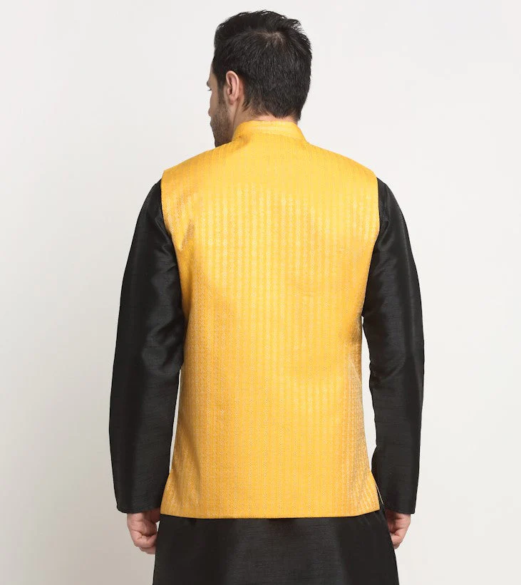 Men's Woven Design Nehru Jacket Only - Image 16