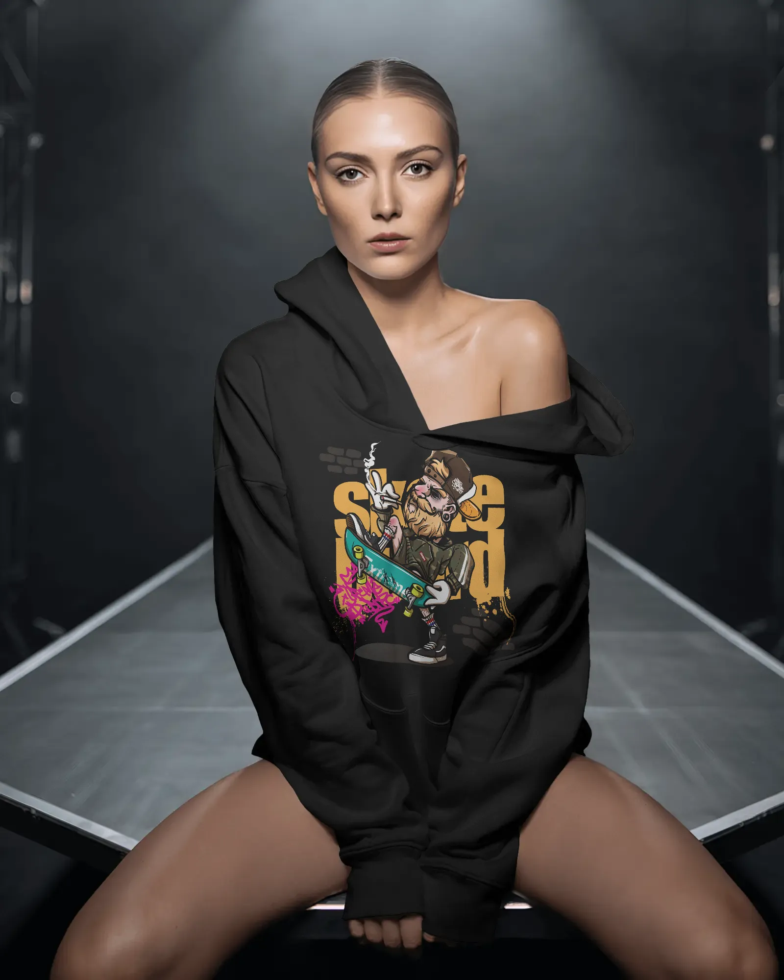 Mercury X “Skate Squad” 300 GSM Heavy Fleece Hoodie – Urban Graphic Statement Wear - Image 2